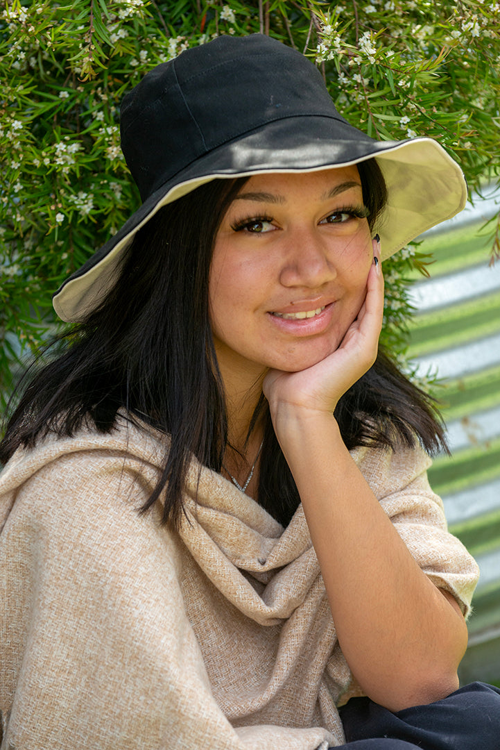 Sun Hat Women's100% Cotton Reversible Black
