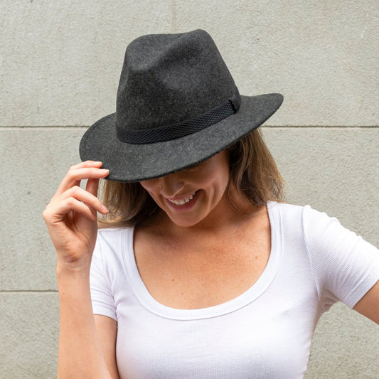Fedora Womens Wool Felt Hat in Charcoal MF14-2GRY
