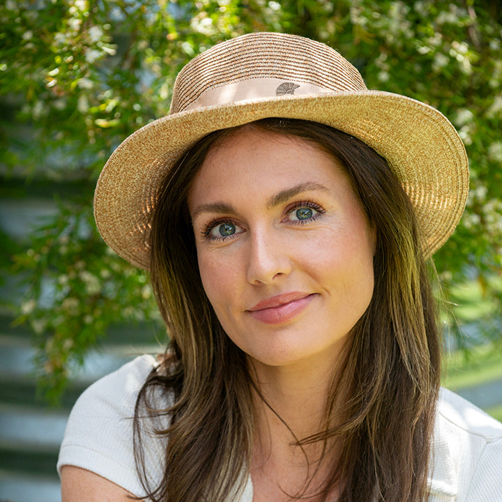 Women's Summer Boater with Beige Band