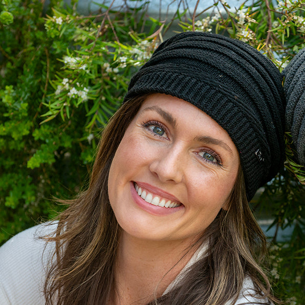 Womens Slouch Beanie Black