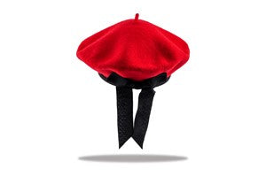 Childrens wool beret in red with bow