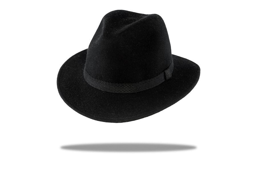 Mens Wool Felt Fedora in Black