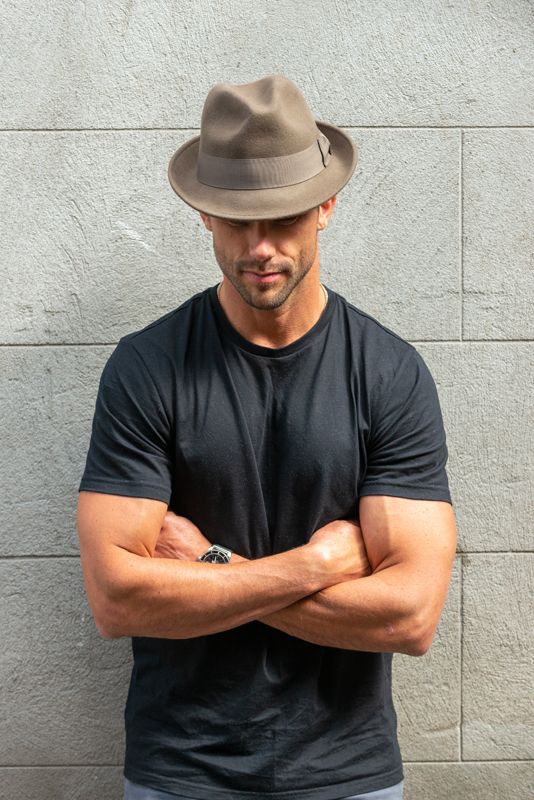 Mens Wool Felt Trilby in Brown