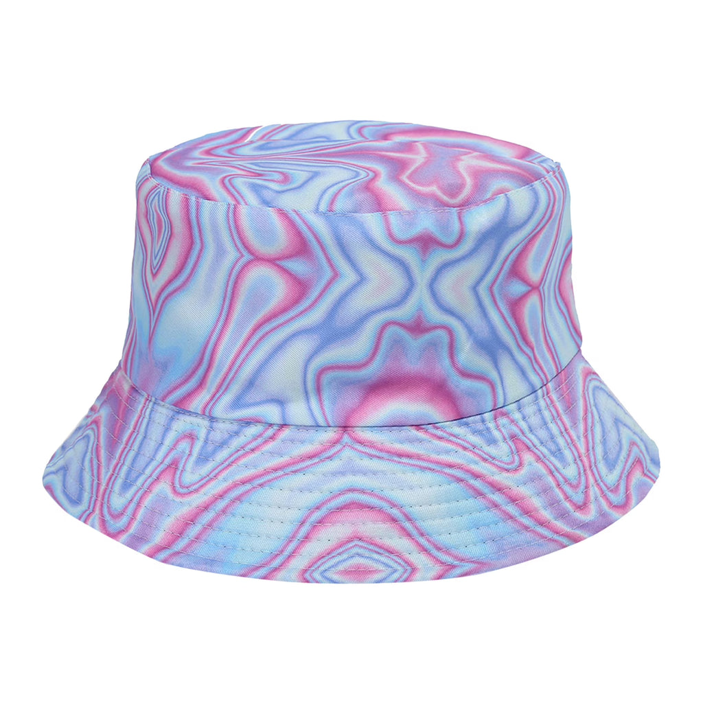 Bucket Hat in Pink, Blue and White swirls
