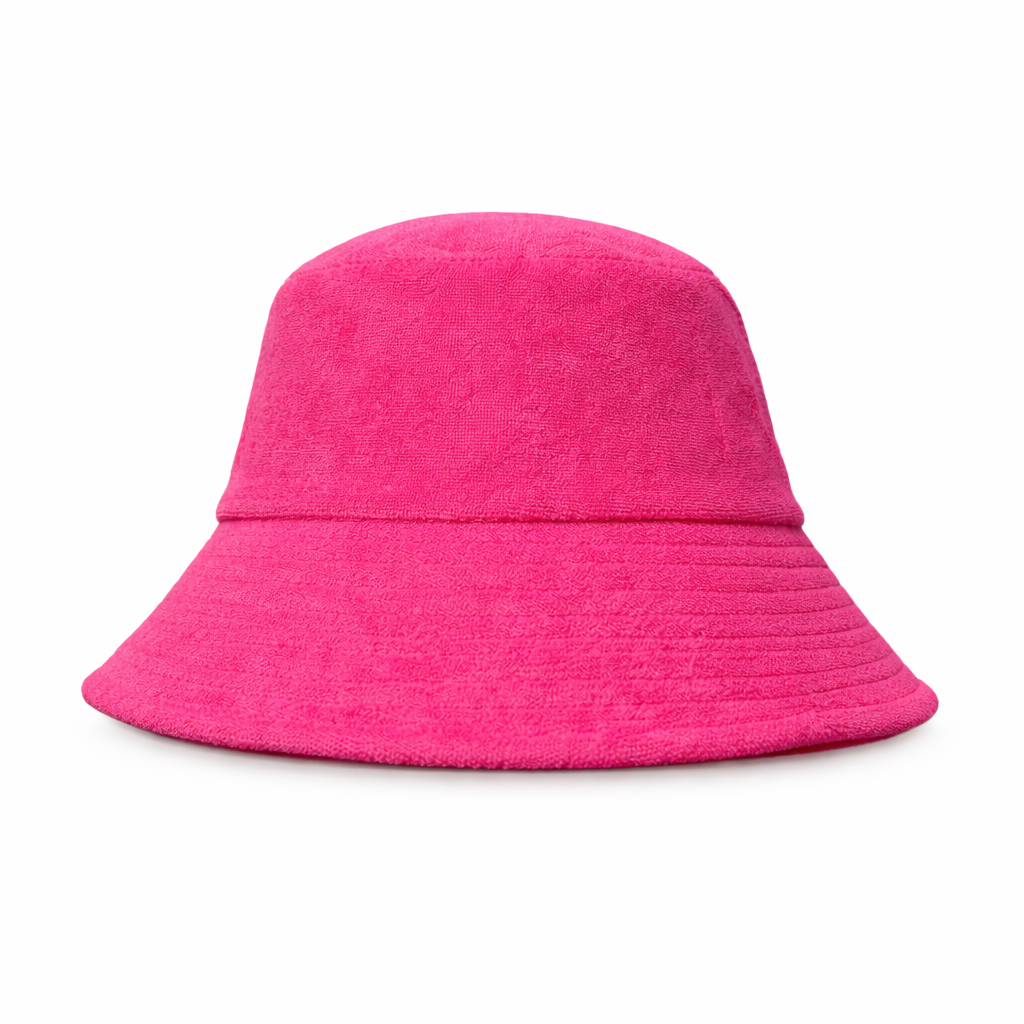 Terry Bucket Hat in Pink Fluorescent