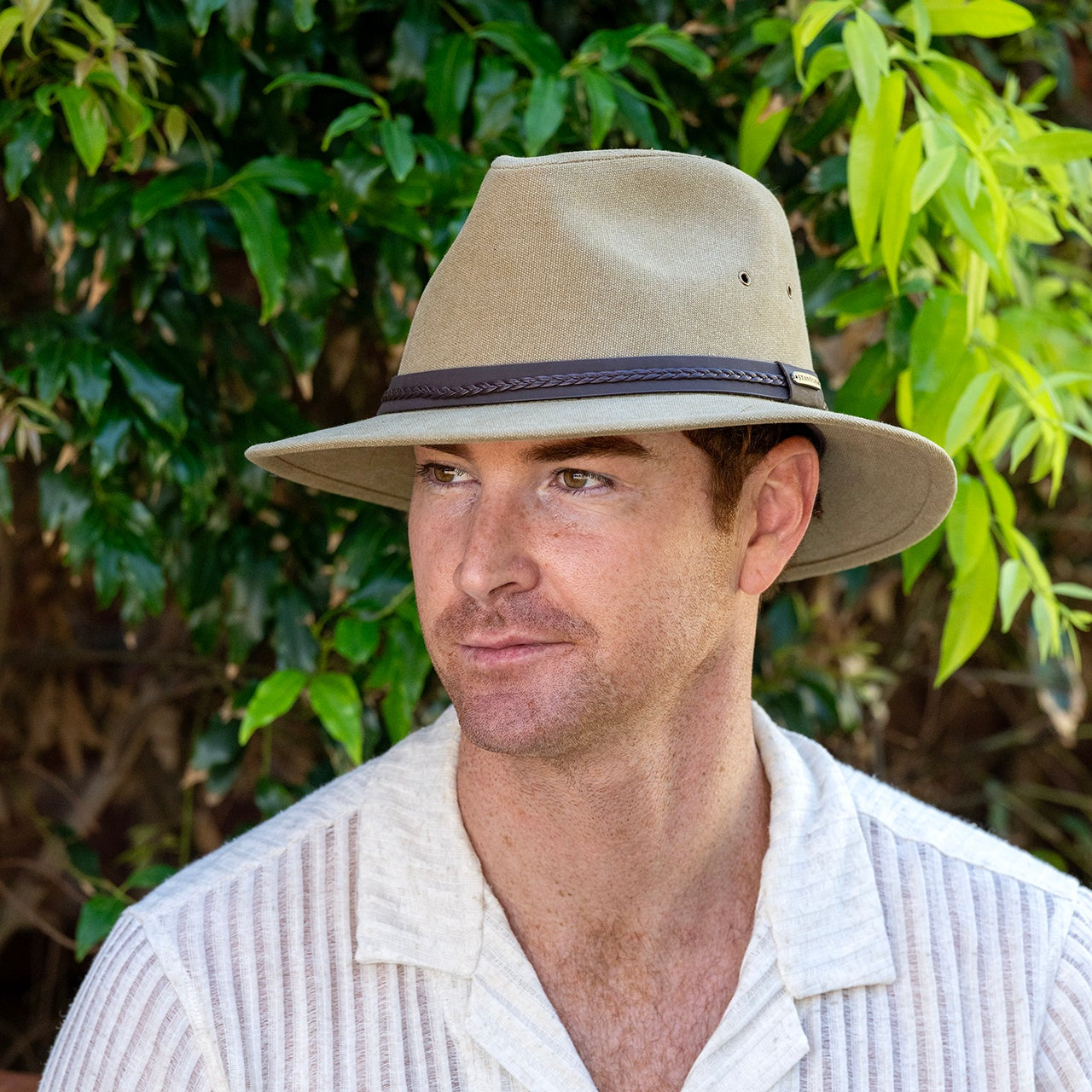 Cotton Canvas Fedora Safari Hat in Khaki-SD853