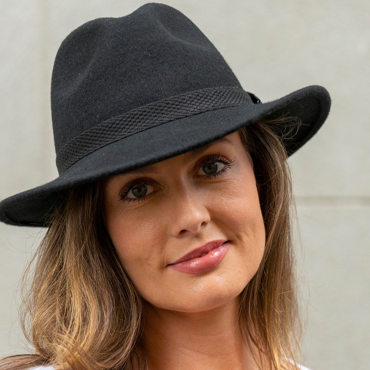 Fedora Womens Hat - Wool Felt in Black MF14-2