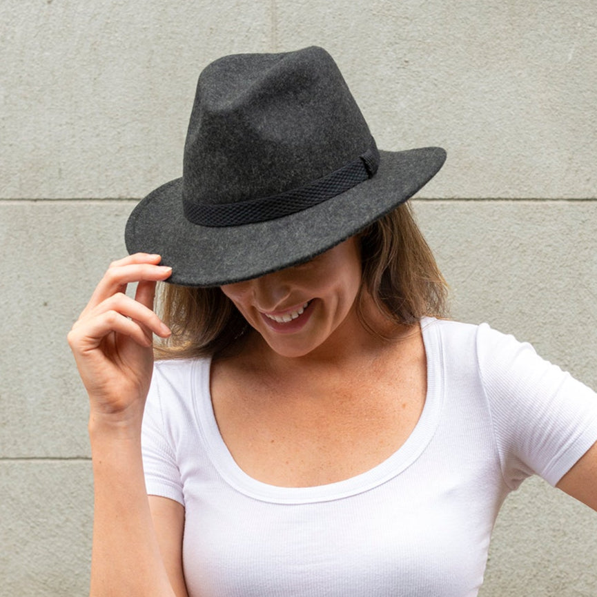 Fedora Womens Wool Felt Hat in Charcoal MF14-2GRY