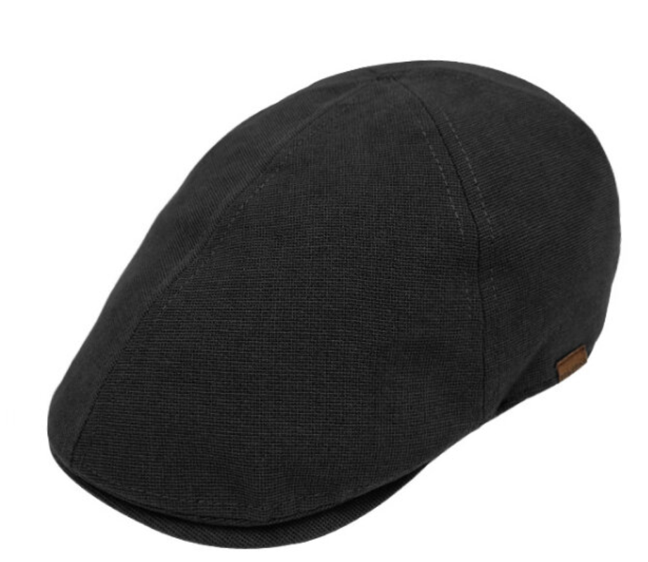 Stanton Traditional Flat Cap 6-Panel Ivy in Black SY208