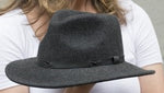 Load image into Gallery viewer, Outback Mens Fedora Hat Wool Felt  in Charcoal  MF14-1
