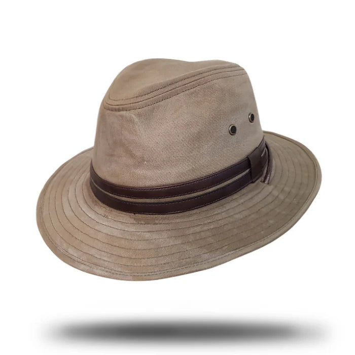 Stanton Wax Cotton Safari Hat in Khaki SD058