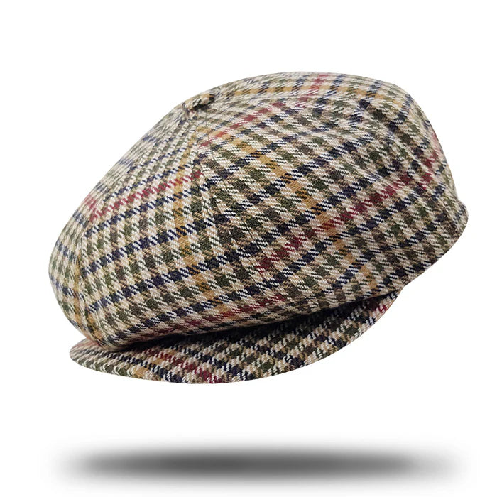 Stanton Houndstooth Newsboy Cap in Autumn Leaf-SY014