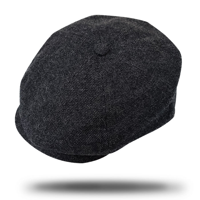 Stanton Wool Blend Newsboy Cap in Black-SY364