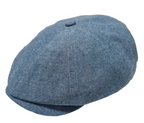 A pale blue Newsboy cap with a button on top, shown from a three-quarters angle against a plain white background.