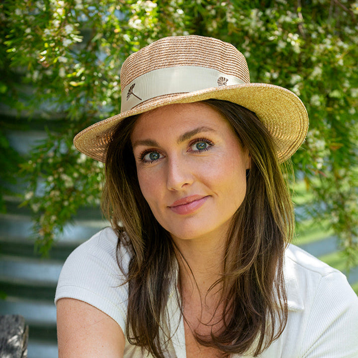 Women's Summer Boater with Moss Band