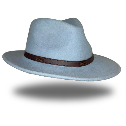 Womens Wool Felt Outback Blue Fedora MF 14-01