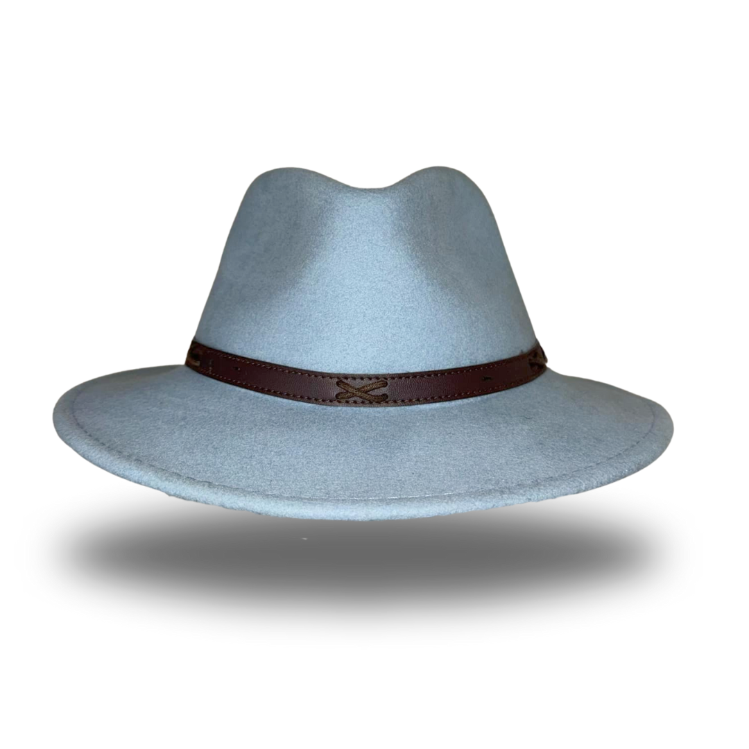 Womens Wool Felt Outback Blue Fedora MF 14-01