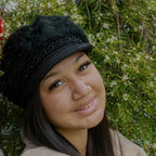 Womens Cap Angora Blend Plush Lined in Black