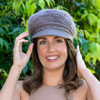 Womens Cap Angora Blend Plush Lined in grey HWA-05