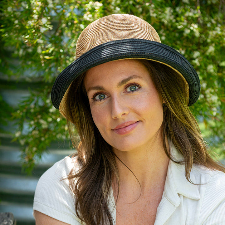 Womens Sun Hat Black Trim