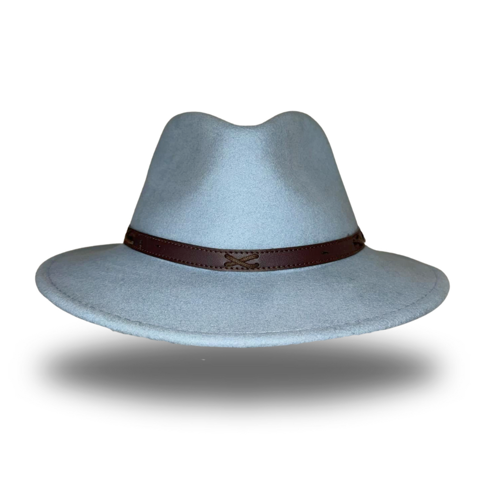 Womens Wool Felt Outback Blue Fedora2