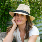 Panama Womens in natural with Black Band MF16-9.