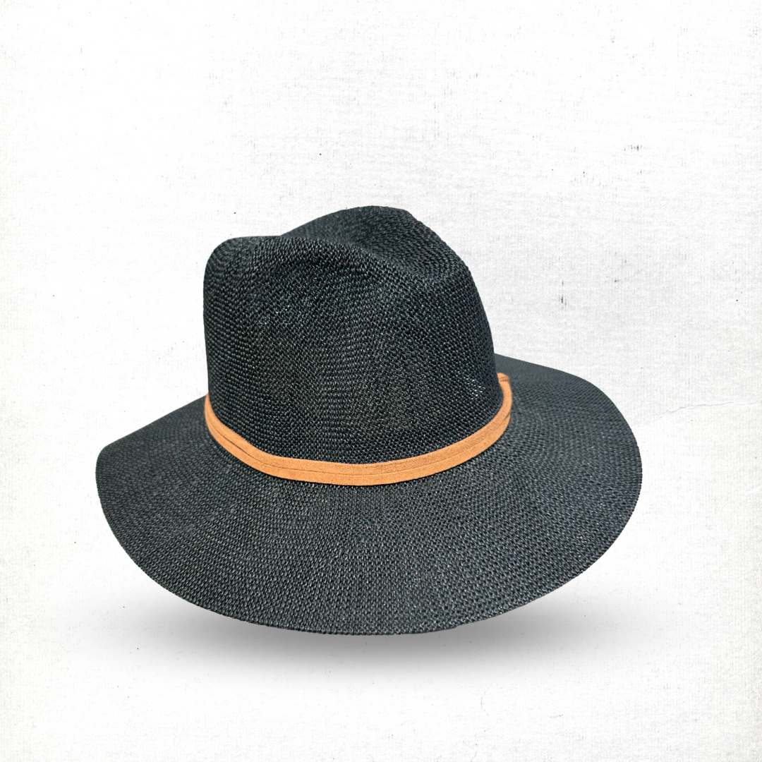 Fedora in Black With Tan Band CB22-1