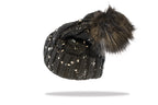 Women's Pom Pom Beanie in Black Fleck B19-1