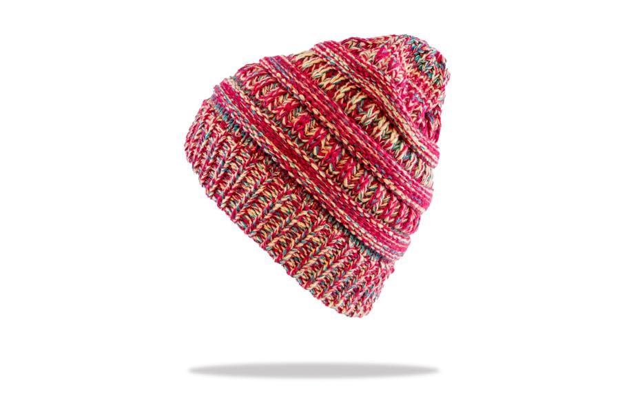 Women's Ponytail Beanie in Pink Mix - The Hat Project