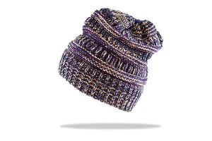 Women's Ponytail Beanie in Purple - The Hat Project