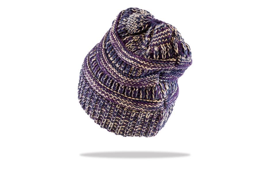 Women's Ponytail Beanie in Purple - The Hat Project