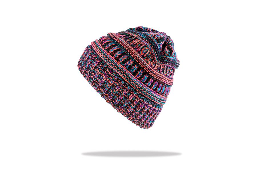Women's Ponytail Beanie in Purple Mix - The Hat Project