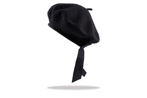 Childrens wool beret in black with bow