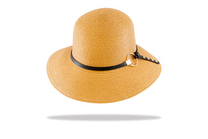 Womens Sun Hat Bucket style- Circle trim in coffee