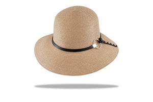 Womens Sun Hat Bucket Style- Circle trim in Mocca