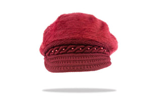 Women's Angora Blend Plush Lined Cap in Cherry - The Hat Project