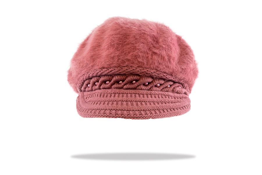 Women's Angora Blend Plush Lined Cap in Rose - The Hat Project