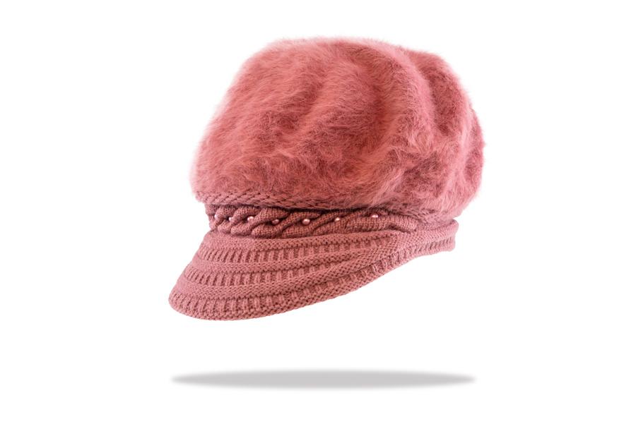 Women's Angora Blend Plush Lined Cap in Rose - The Hat Project