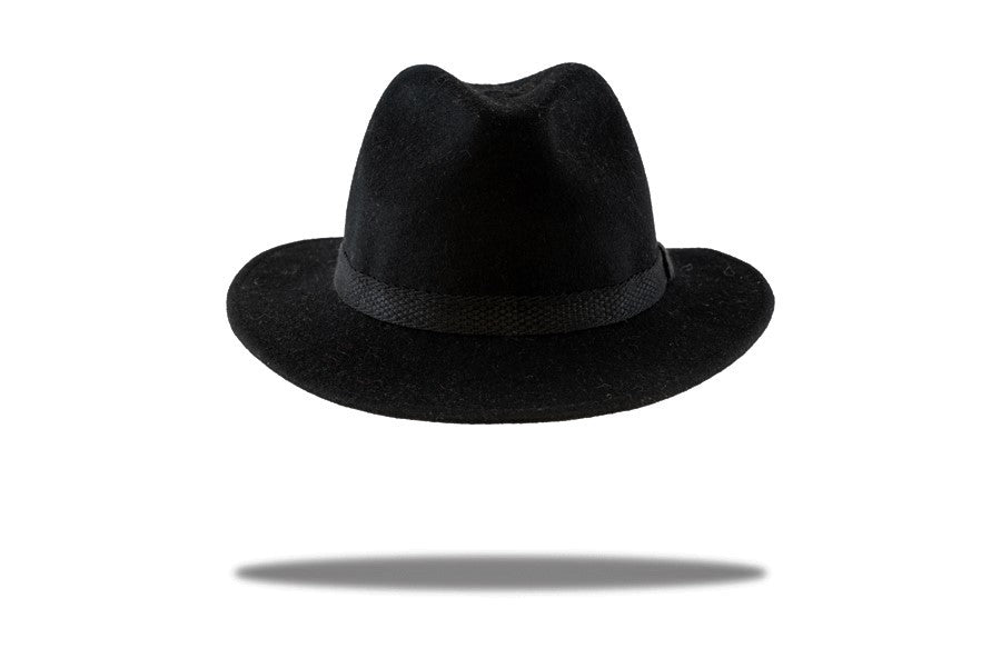 Mens Wool Felt Fedora in Black