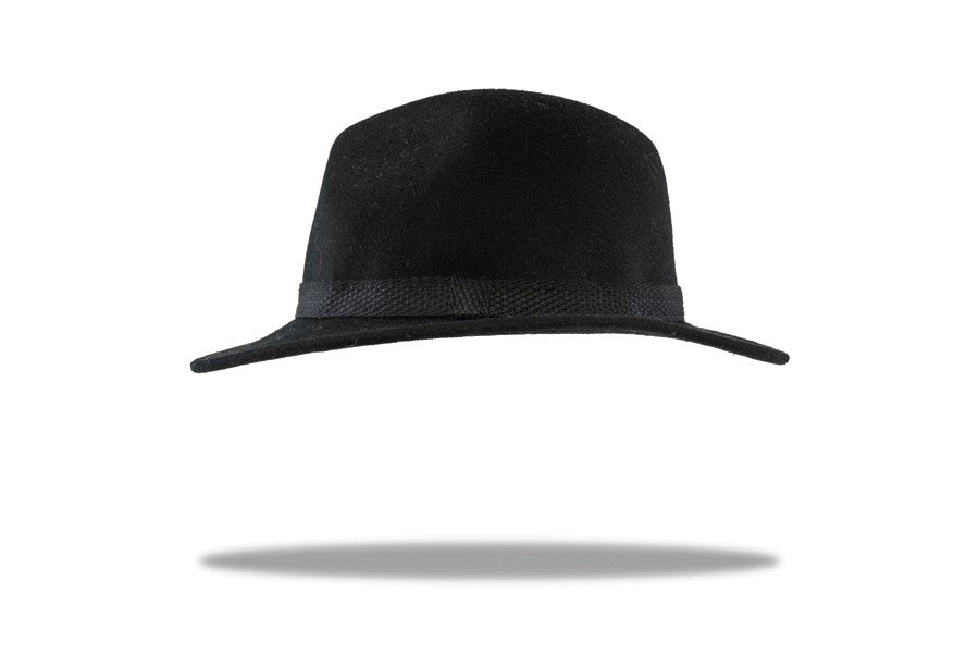 Mens Wool Felt Fedora in Black
