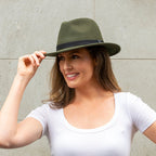  Fedora Womens Wool Felt Hat in deep olive MF14-2GR