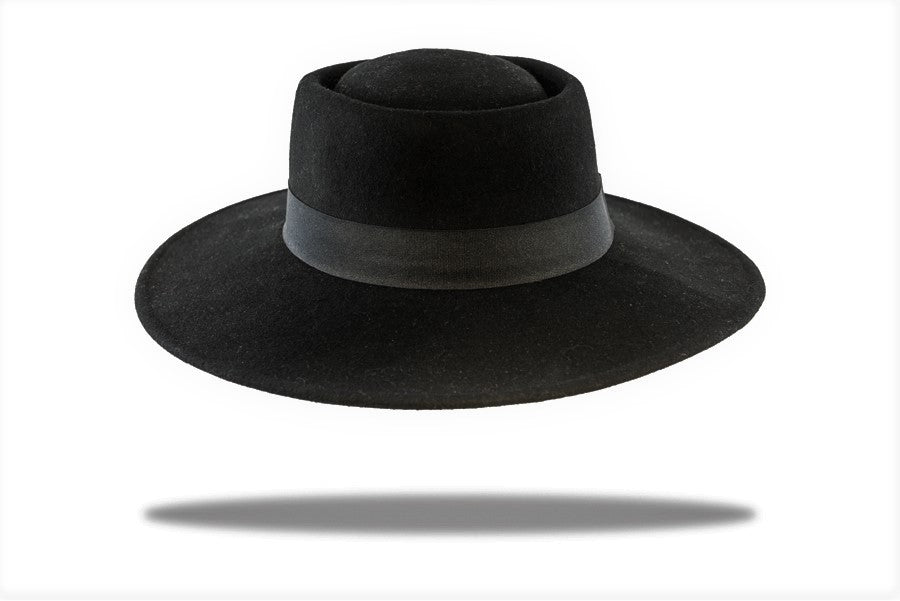 Wide brim Wool Felt Fedora in Black