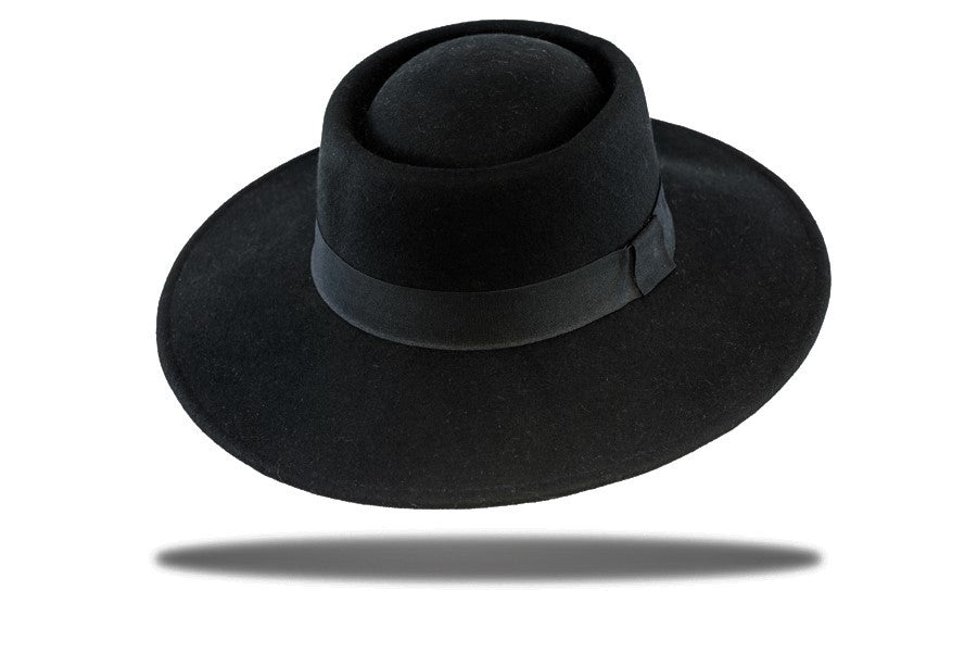 Wide brim Wool Felt Fedora in Black