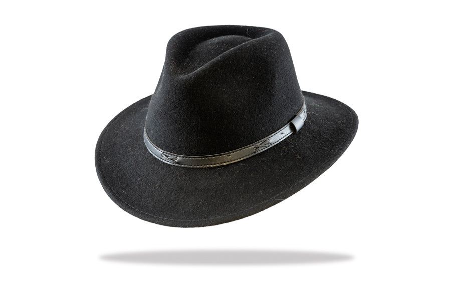 Womens Wool Felt Fedora in Black MF14-01BL