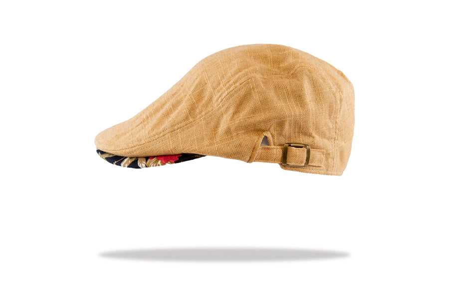 Mens Flat Cap in Caramel Linen FC15-5