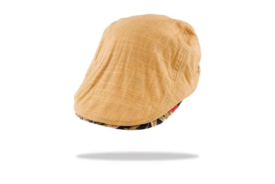 Mens Flat Cap in Caramel Linen FC15-5