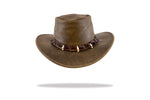 Load image into Gallery viewer, Leather hat with crocodile band and teeth - Barmah
