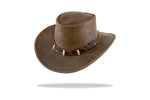 Load image into Gallery viewer, Leather hat with Leather hat with crocodile band and teeth - Barmah
