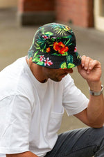 Load image into Gallery viewer, mens floral hibiscus bucket hat reversible 
