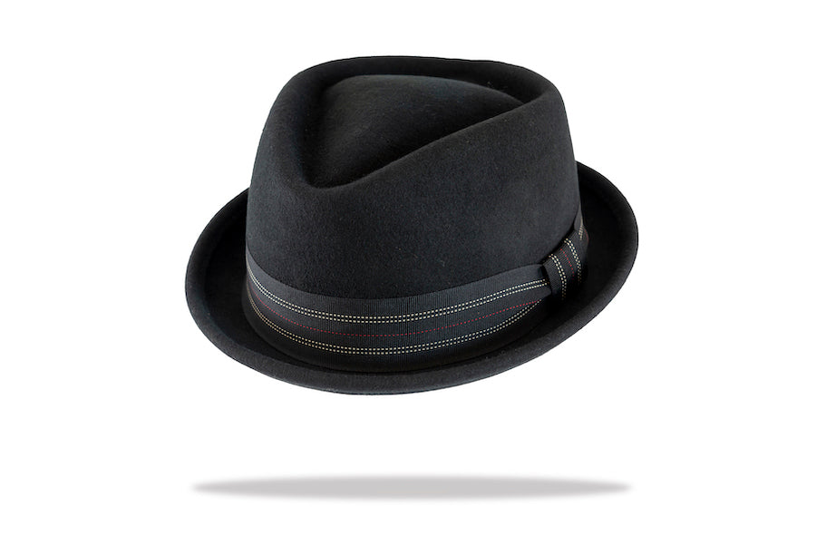Mens Porkpie in black MF6018Mens Wool Felt Porkpie Hat in black MF6018